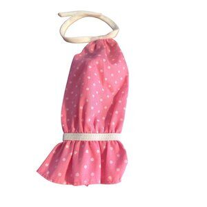 Vintage 80s Barbie Fashion Fun Halter Dress Pink Polka Dot 2864 Estate 1986